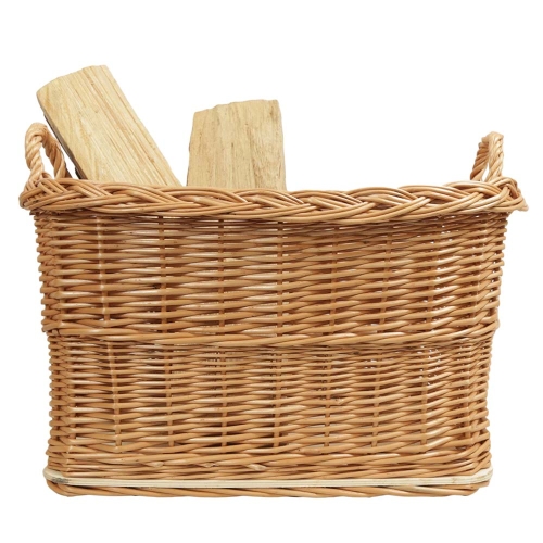 Holzkorb Kaminholzkorb Tragekorb Korb für Holz aus Weide (52x42x27/35)
