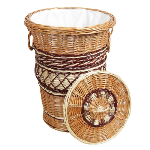 Wäschekorb gefüttert - Korb für Wäsche aus gesottener Weide (D:38)