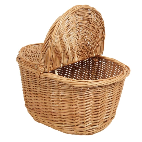 Einkaufskorb Handkorb Weide Korb mit Klappdeckel (34x23x19/31) klein