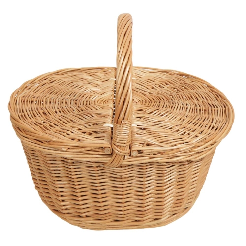 Einkaufskorb Handkorb Weide Korb mit Klappdeckel (34x23x19/31) klein