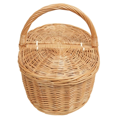 Einkaufskorb Handkorb Weide Korb mit Klappdeckel (34x23x19/31) klein