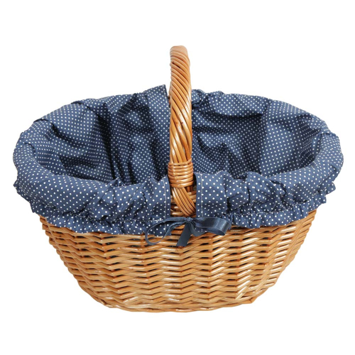 Einkaufskorb Handkorb Weide Korb gefüttert (46x32x25/33)
