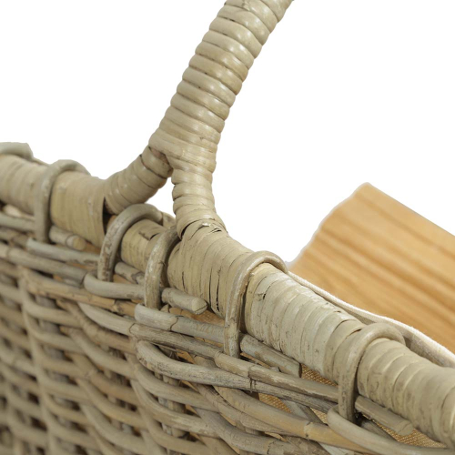 Holzkorb, Kaminkorb, Tragekorb, Korb aus Rohr für Kamin Holz gefüttert (51x44x14/46)