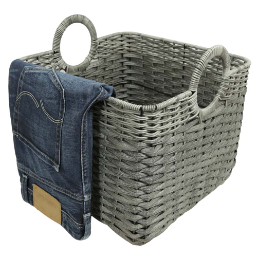 Mehrzweckkorb aus Polyrattan, moderner Tragekorb aus Kunststoff (36x36x32/39)