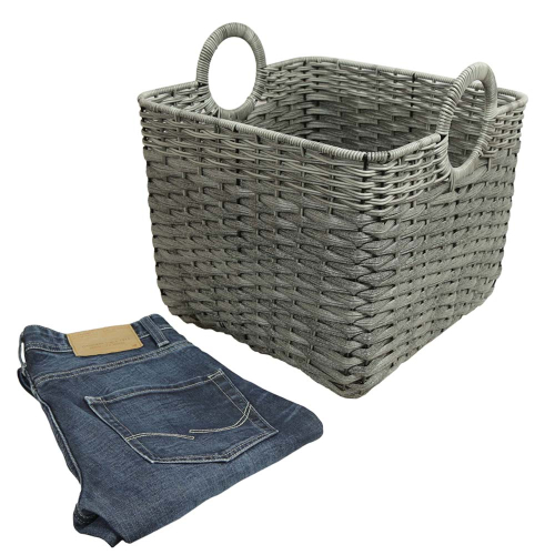 Mehrzweckkorb aus Polyrattan, moderner Tragekorb aus Kunststoff (36x36x32/39)