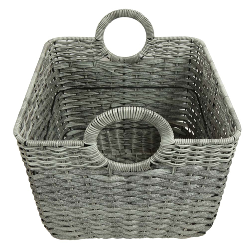 Mehrzweckkorb aus Polyrattan, moderner Tragekorb aus Kunststoff (36x36x32/39)