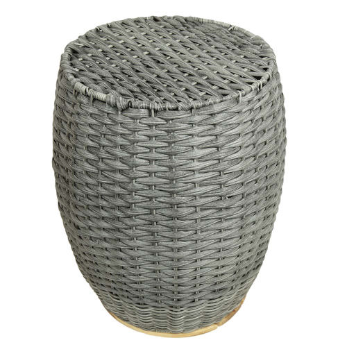 Wäschekorb, Mehrzweckkorb - Korb aus Polyrattan mit Echtholzdeckel (D:42cm H:50cm)