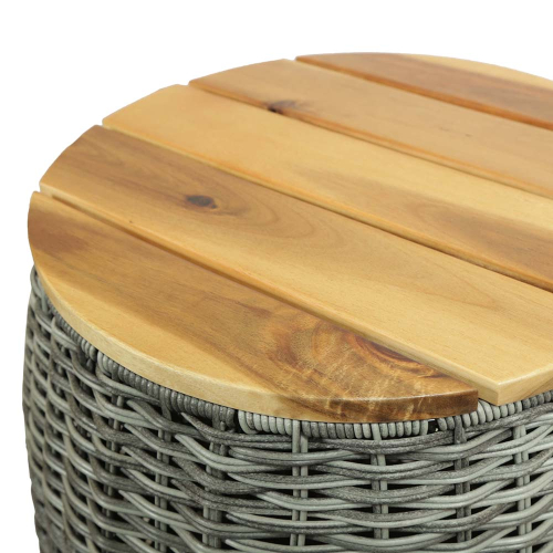 Wäschekorb, Mehrzweckkorb - Korb aus Polyrattan mit Echtholzdeckel (D:42cm H:50cm)