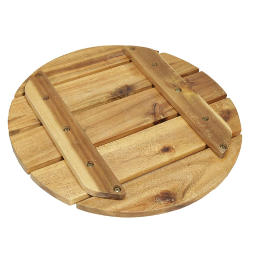 Wäschekorb, Mehrzweckkorb - Korb aus Polyrattan mit Echtholzdeckel (D:42cm H:50cm)