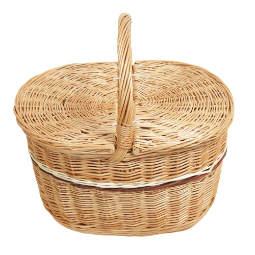 Einkaufskorb Handkorb Weide Korb mit Klappdeckel (39x303x24/38)