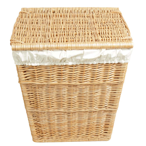 Wäschekorb gefüttert - Korb für Wäsche aus gesottener Weide (42x31x54)