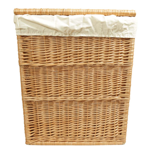 Wäschekorb gefüttert - Korb für Wäsche aus gesottener Weide (47x38x62)