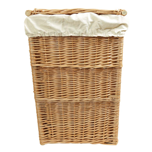 Wäschekorb gefüttert - Korb für Wäsche aus gesottener Weide (47x38x62)