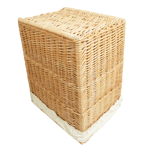 Wäschekorb gefüttert - Korb für Wäsche aus gesottener Weide (47x38x62)