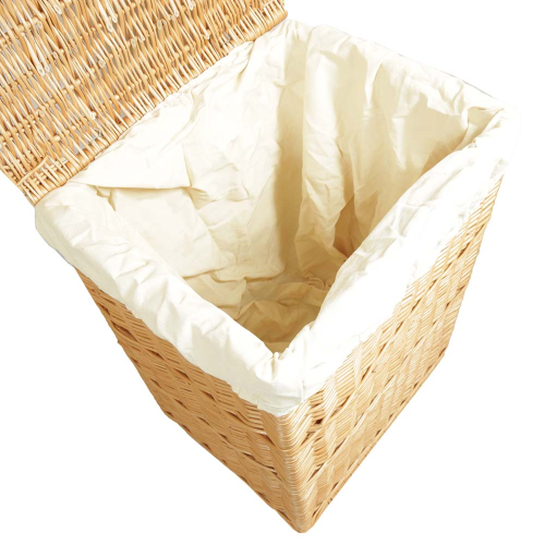 Wäschekorb gefüttert - Korb für Wäsche aus gesottener Weide (47x38x62)