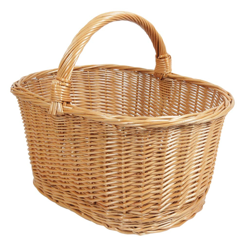 Einkaufskorb groß, Handkorb, klassischer großer Weide Korb ungefüttert (54x38x26/42)