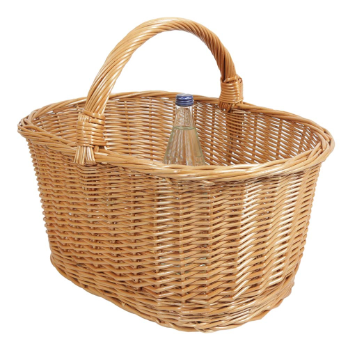 Einkaufskorb groß, Handkorb, klassischer großer Weide Korb ungefüttert (54x38x26/42)