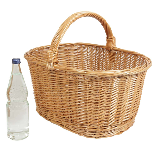 Einkaufskorb groß, Handkorb, klassischer großer Weide Korb ungefüttert (54x38x26/42)