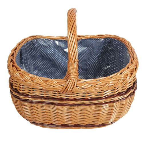 Einkaufskorb Handkorb Weide Korb gefüttert (43x32x23/38)