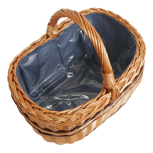 Einkaufskorb Handkorb Weide Korb gefüttert (43x32x23/38)