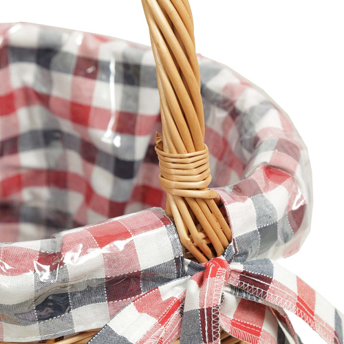 Einkaufskorb Flaschenkorb Handkorb Weide Korb gefüttert (D:33 H:28/46)