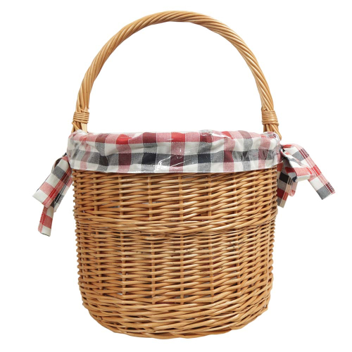 Einkaufskorb Flaschenkorb Handkorb Weide Korb gefüttert (D:33 H:28/46)