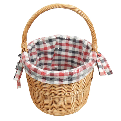 Einkaufskorb Flaschenkorb Handkorb Weide Korb gefüttert (D:33 H:28/46)