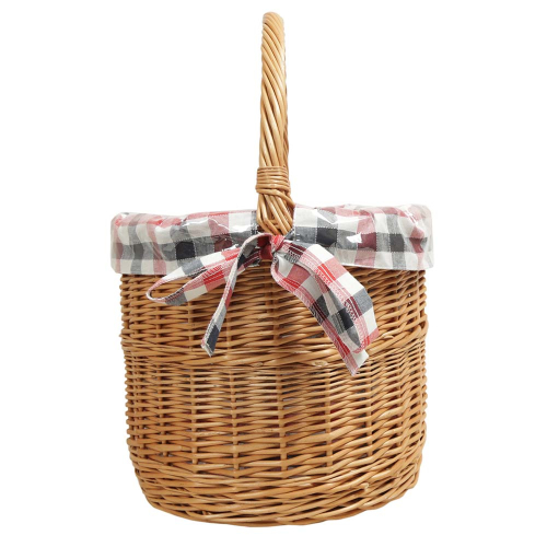 Einkaufskorb Flaschenkorb Handkorb Weide Korb gefüttert (D:33 H:28/46)