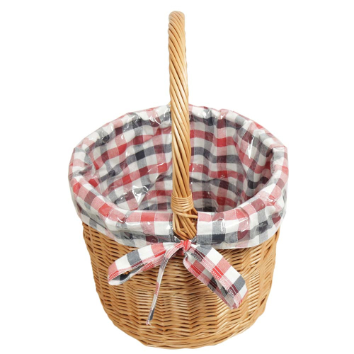 Einkaufskorb Flaschenkorb Handkorb Weide Korb gefüttert (D:33 H:28/46)