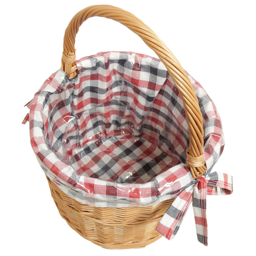 Einkaufskorb Flaschenkorb Handkorb Weide Korb gefüttert (D:33 H:28/46)