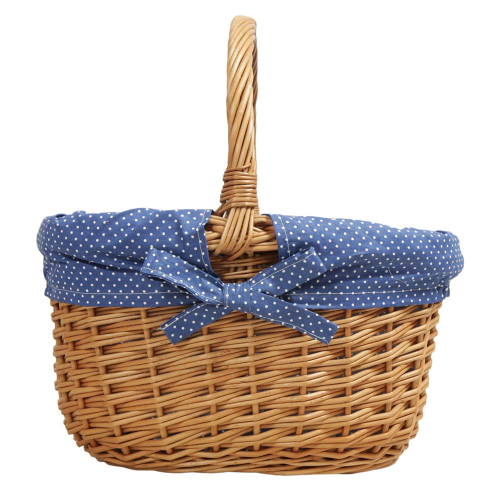Einkaufskorb Handkorb Weide Korb gefüttert (40x32x20/39)