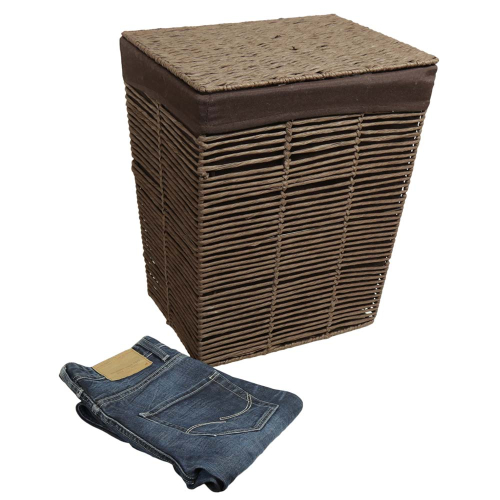 Wäschekorb, Wäschesammler mit Klappdeckel (41x31x50)