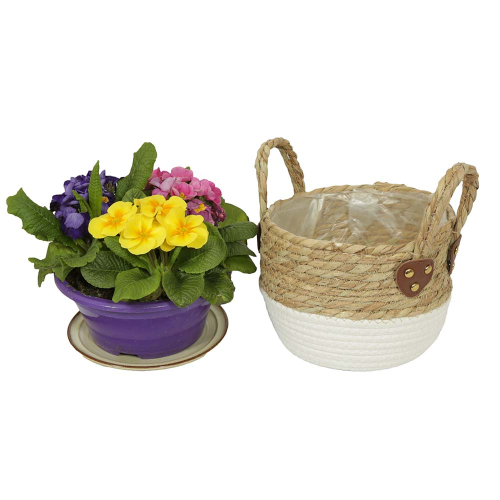 Pflanzkorb, Gartenkorb, Korb mit Kunststofffolie (D:22cm)