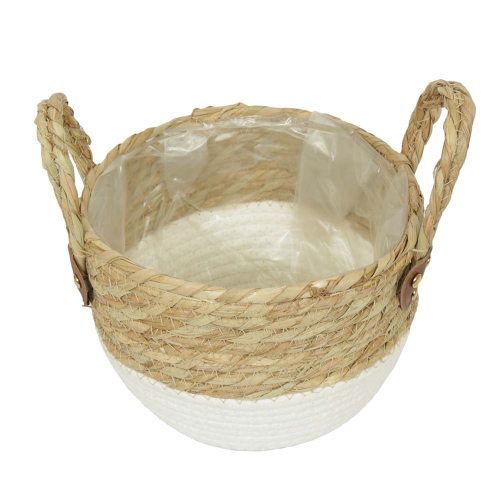 Pflanzkorb, Gartenkorb, Korb mit Kunststofffolie (D:22cm)