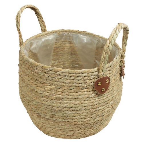 Pflanzkorb, Gartenkorb, Korb mit Kunststofffolie (D:29cm)