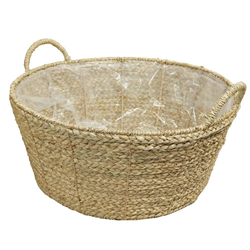 Pflanzkorb, Gartenkorb, Korb mit Kunststofffolie (D:45cm)