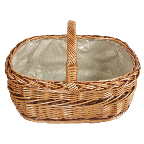 Einkaufskorb Handkorb Weide Korb gefüttert (51x35x25/37)