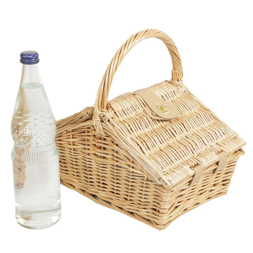 Picknickkorb, Klappdeckelkorb, Handkorb Weide Korb gefüttert (32x23x10/31)