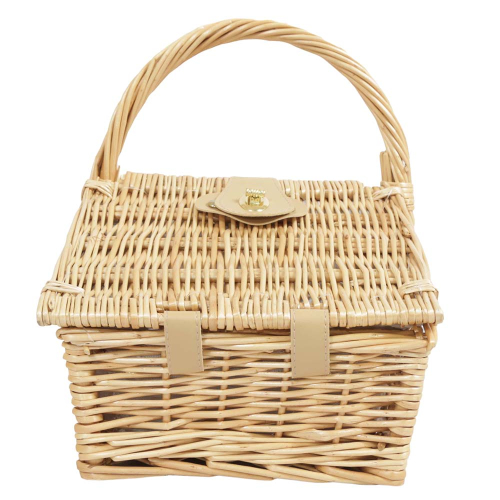 Picknickkorb, Klappdeckelkorb, Handkorb Weide Korb gefüttert (32x23x10/31)