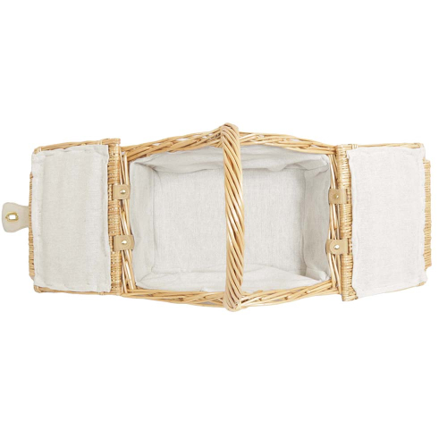 Picknickkorb, Klappdeckelkorb, Handkorb Weide Korb gefüttert (32x23x10/31)