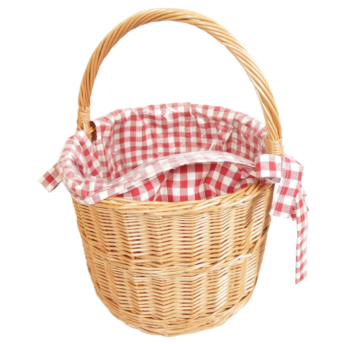 Einkaufskorb Flaschenkorb Handkorb Weide Korb gefüttert (D:34 H:26/45)