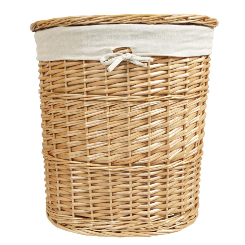 Wäschekorb, Wäschesammler gefüttert - Korb für Wäsche aus Weidespan (44x32x48)
