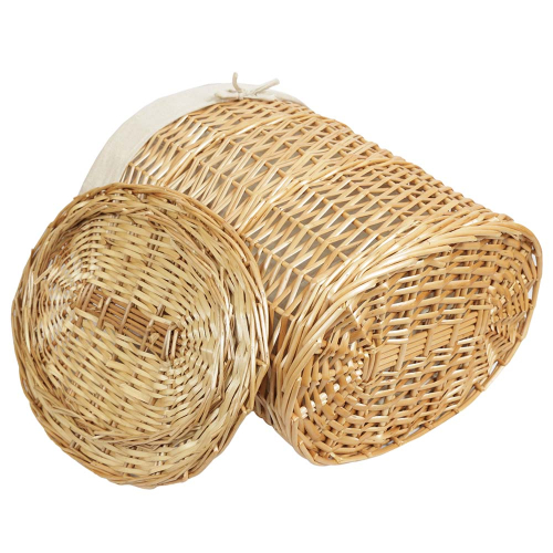 Wäschekorb, Wäschesammler gefüttert - Korb für Wäsche aus Weidespan (44x32x48)