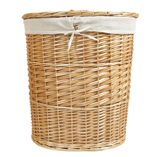 Wäschekorb, Wäschesammler gefüttert - Korb für Wäsche aus Weidespan (50x35x56)