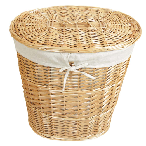Wäschekorb, Wäschesammler gefüttert - Korb für Wäsche aus Weidespan (50x35x56)