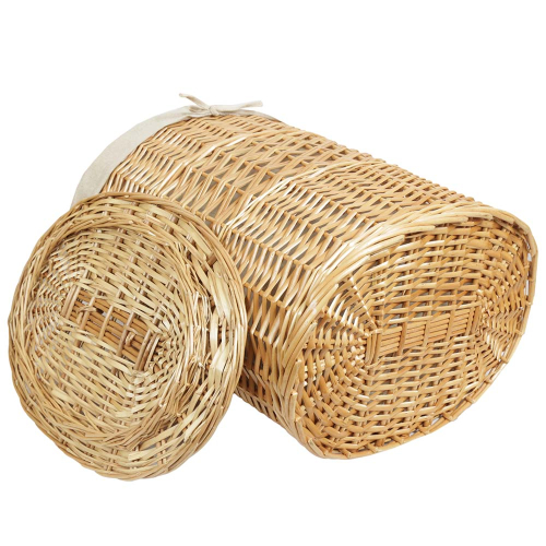 Wäschekorb, Wäschesammler gefüttert - Korb für Wäsche aus Weidespan (50x35x56)