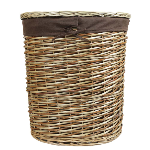 Wäschekorb, Wäschesammler gefüttert - Korb für Wäsche aus Weidespan (50x35x56)