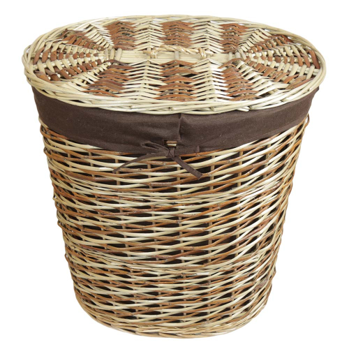 Wäschekorb, Wäschesammler gefüttert - Korb für Wäsche aus Weidespan (50x35x56)