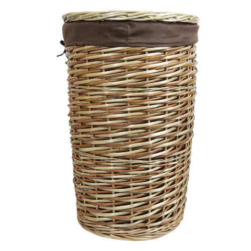 Wäschekorb, Wäschesammler gefüttert - Korb für Wäsche aus Weidespan (50x35x56)