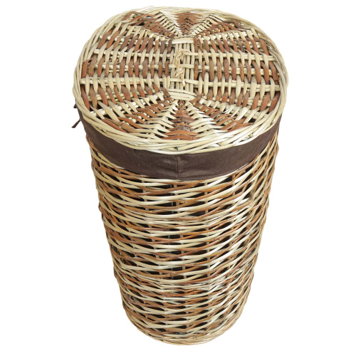 Wäschekorb, Wäschesammler gefüttert - Korb für Wäsche aus Weidespan (50x35x56)